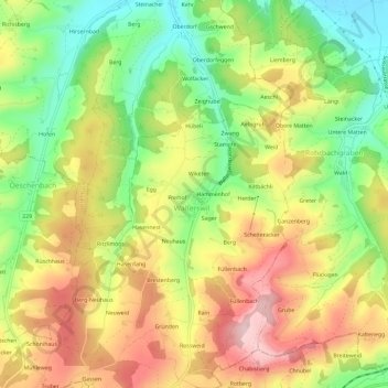Topografisk kort Gerbe, højde, terræn