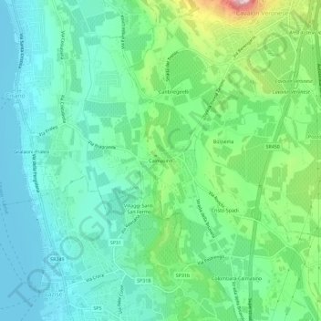 Topografisk kort Calmasino, højde, terræn