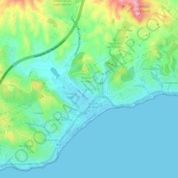 Topografisk kort La Cala, højde, terræn