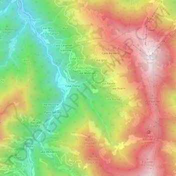 Topografisk kort Case Manera, højde, terræn
