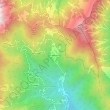 Topografisk kort Borgata Arvoira, højde, terræn
