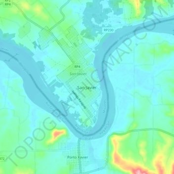 Topografisk kort San Javier, højde, terræn