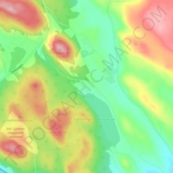 Topografisk kort Klingre, højde, terræn