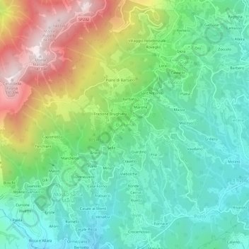 Topografisk kort Bulliana, højde, terræn