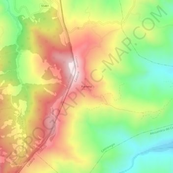 Topografisk kort Farneta, højde, terræn