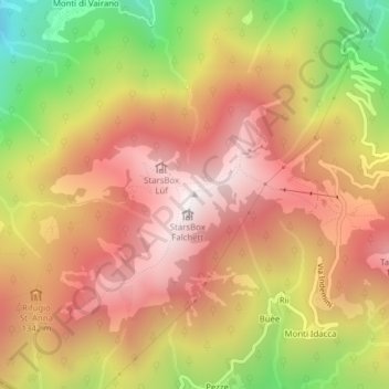 Topografisk kort Monte Gambarogno, højde, terræn