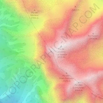 Topografisk kort Lavarela de Fora, højde, terræn