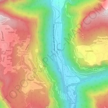 Topografisk kort Forni, højde, terræn