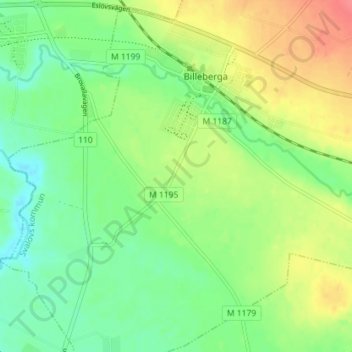 Topografisk kort Billeberga tre, højde, terræn