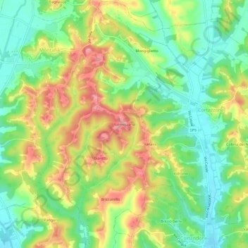 Topografisk kort Valmezzana, højde, terræn