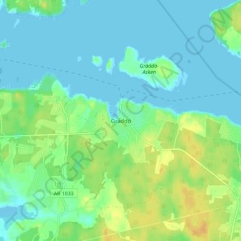Topografisk kort Gräddö, højde, terræn