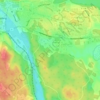 Topografisk kort Sjömansäng, højde, terræn