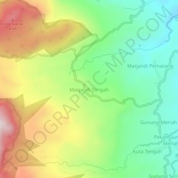 Topografisk kort Marjandi Tongah, højde, terræn