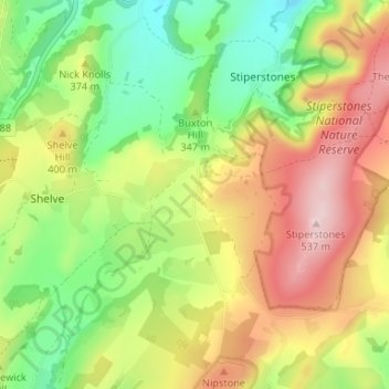 Topografisk kort Pennerley, højde, terræn