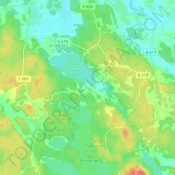 Topografisk kort Duseborg, højde, terræn