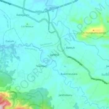 Topografisk kort Jantho, højde, terræn