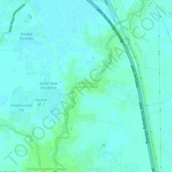 Topografisk kort Sukamekar, højde, terræn