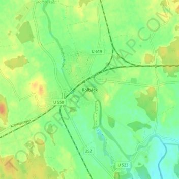 Topografisk kort Kolbäck, højde, terræn