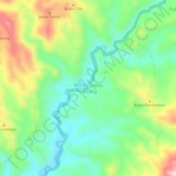Topografisk kort Malangkena Padang, højde, terræn
