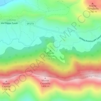 Topografisk kort Monte Rotondo, højde, terræn