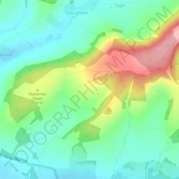 Topografisk kort Adsdean Down, højde, terræn