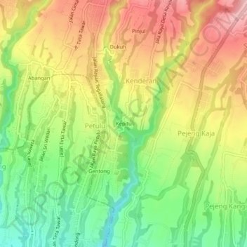 Topografisk kort Kepitu, højde, terræn