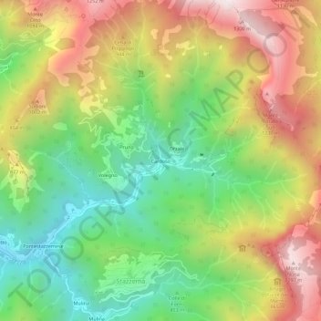 Topografisk kort Cardoso, højde, terræn