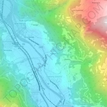 Topografisk kort Cesnola, højde, terræn