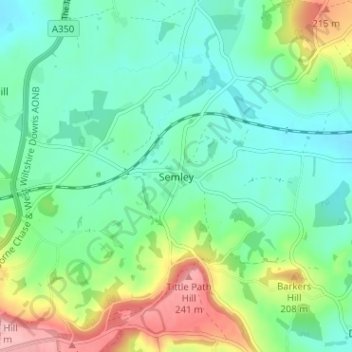 Topografisk kort Semley, højde, terræn