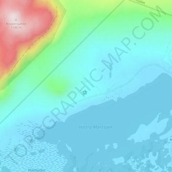 Topografisk kort Marsliden, højde, terræn