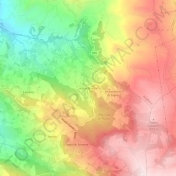 Topografisk kort Acqua Bianca, højde, terræn