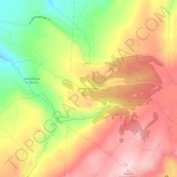 Topografisk kort Badde Salighes, højde, terræn