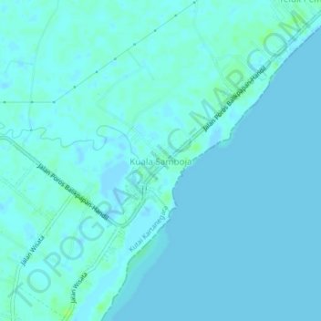 Topografisk kort Kuala Samboja, højde, terræn
