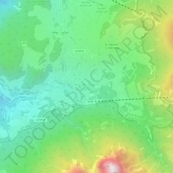 Topografisk kort Siusi allo Sciliar, højde, terræn