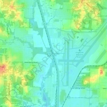 Topografisk kort Erskine Station, højde, terræn
