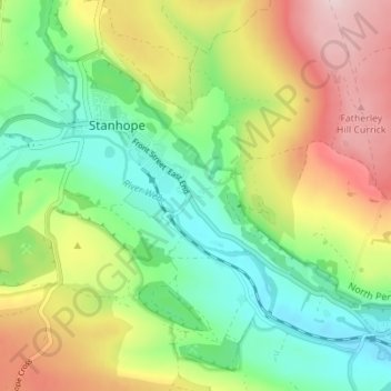 Topografisk kort Shittlehope, højde, terræn