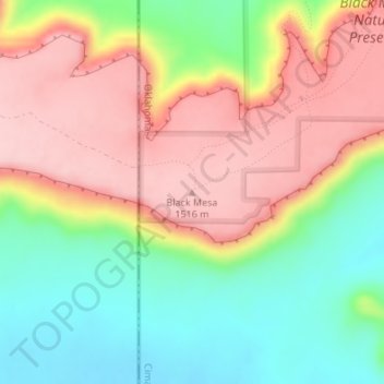 Topografisk kort Black Mesa, højde, terræn