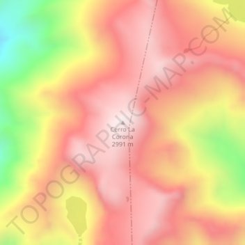 Topografisk kort Cerro La Corona, højde, terræn
