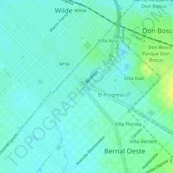 Topografisk kort Triángulo de Bernal, højde, terræn