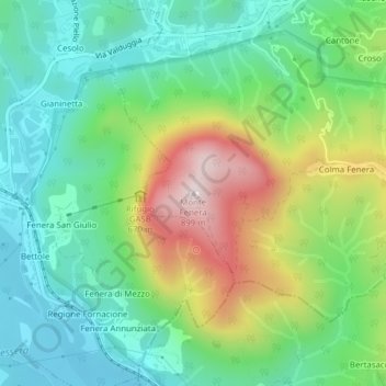 Topografisk kort Monte Fenera, højde, terræn