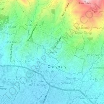 Topografisk kort Girimekar, højde, terræn