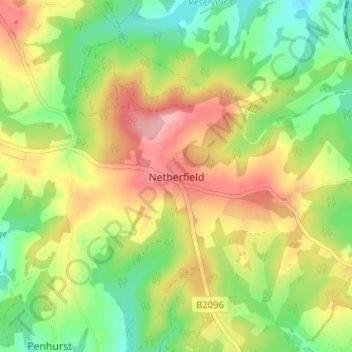 Topografisk kort Netherfield, højde, terræn