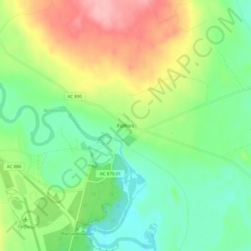 Topografisk kort Fällfors, højde, terræn
