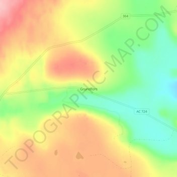Topografisk kort Grundfors, højde, terræn