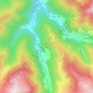 Topografisk kort La Ruse d'En Haut, højde, terræn