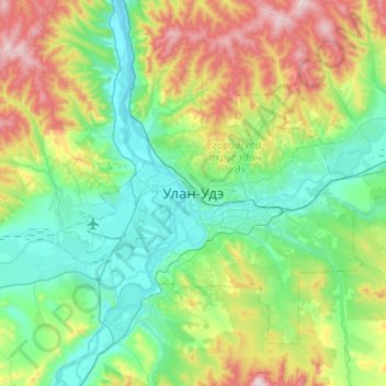 Topografisk kort Ulan-Ude, højde, terræn