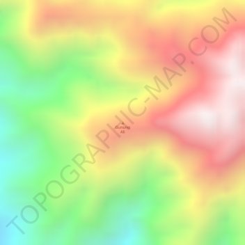 Topografisk kort Gunung Ali, højde, terræn