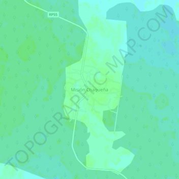 Topografisk kort Misión Chaqueña, højde, terræn