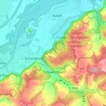 Topografisk kort Kranzed, højde, terræn