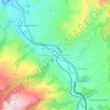 Topografisk kort Arbieto Cochabamba, højde, terræn